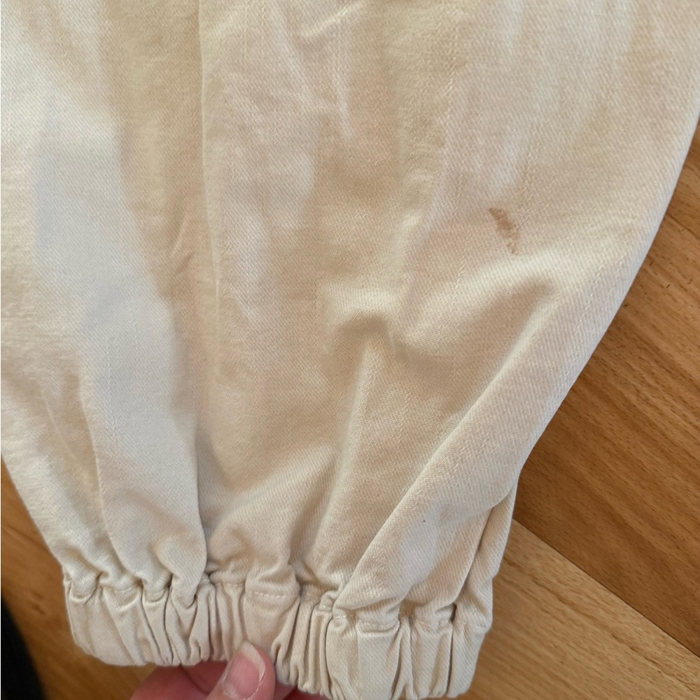 MOTHER Denim The Wrapper Patch Springy Ankle Jeans in Chalk Tapioca - Sz 30 - Picture 12 of 14